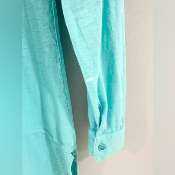 Mododoc Button Front Asymmetric Hem Tunic Blue Size Small - Picture 6 of 6